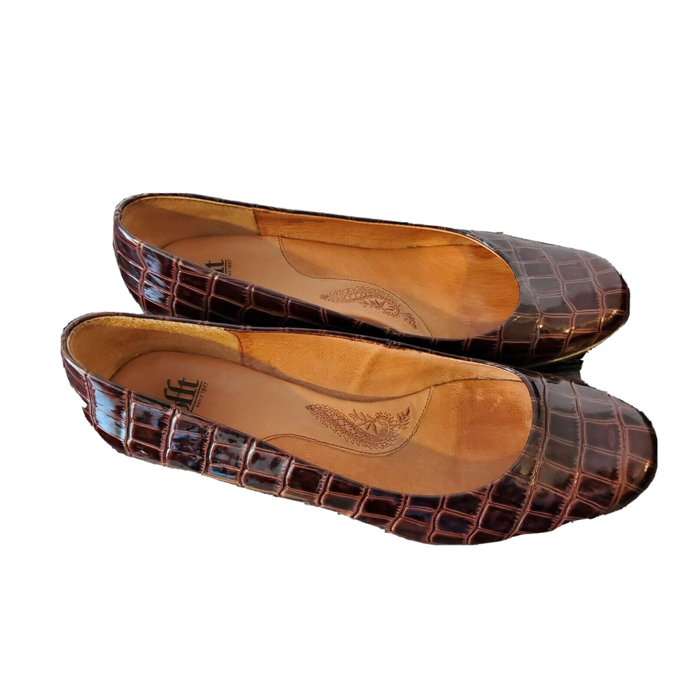 Sofft Womens Leather Heels Brown Alligator Print Size 8.5M